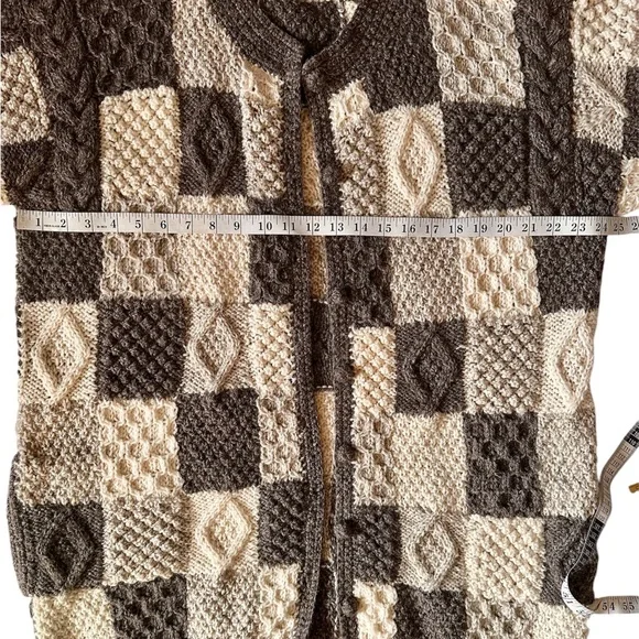 Vintage Blarney Woolen Mills Chunky Wool Patchwork Cardigan Sweater Size: XL - Picture 11 of 13